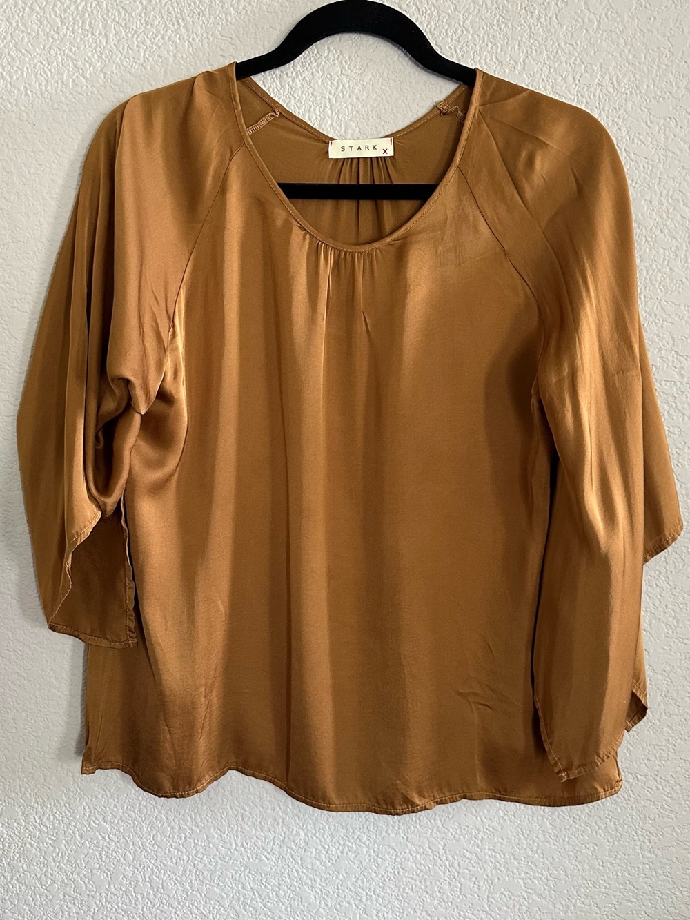 Stark X Brown-Gold Satin Scoop Neck Blouse